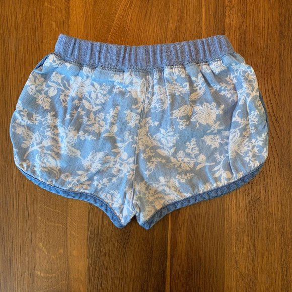 GINGERSNAPS Girls Floral Shorts 18 months Blue Toile Cotton Toddler Girl - Picture 2 of 5